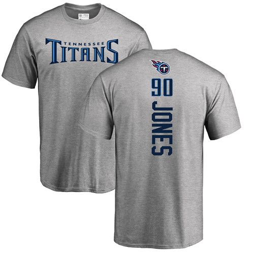 Tennessee Titans Men Ash DaQuan Jones Backer NFL Football #90 T Shirt